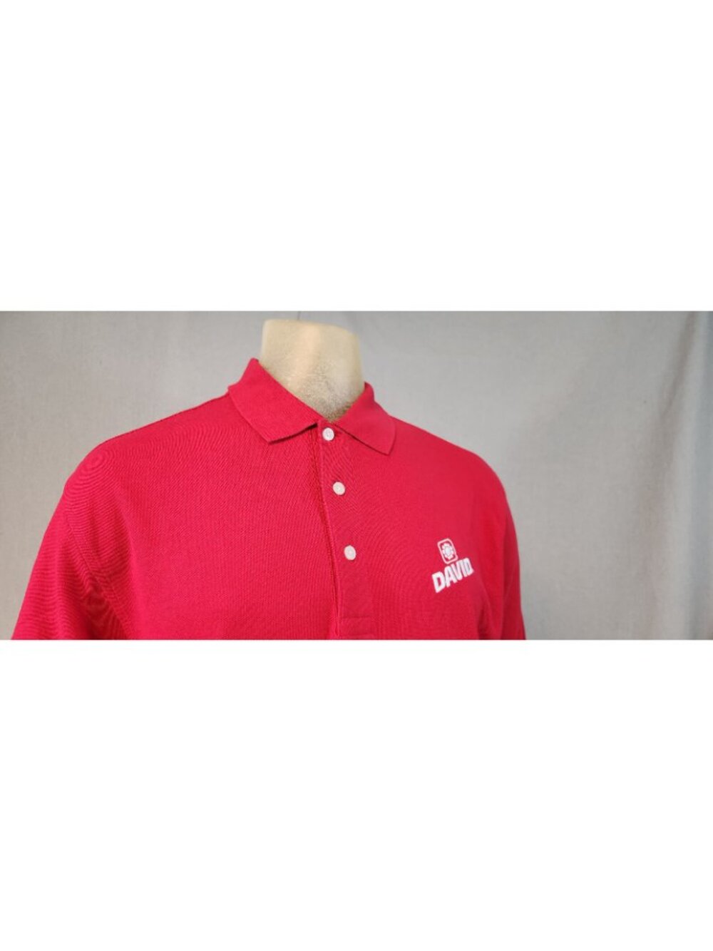 Devon & Jones MEDIUM David Brand Red Collared Short Sleeve Polo Shirt Top - Picture 2 of 7
